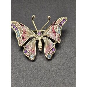 Vintage Liz Claiborne Butterfly Pin Faceted Colorful Jewels